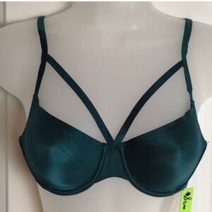 NEW Sam Edelman Teal Satin Cut Out Bra size 34 C
